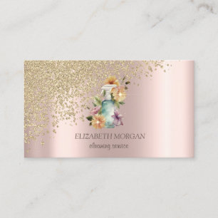 Carte De Visite Flacon de vaporisation floral diamants or