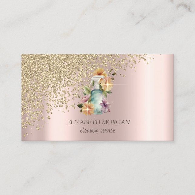 Carte De Visite Flacon de vaporisation floral diamants or (Devant)