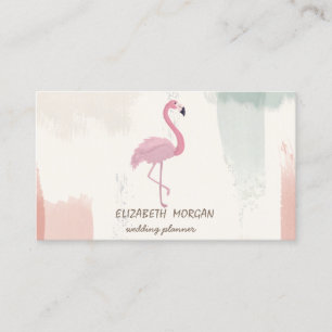Carte De Visite Flamant Rose, Coup de Pinceau Aquarelle
