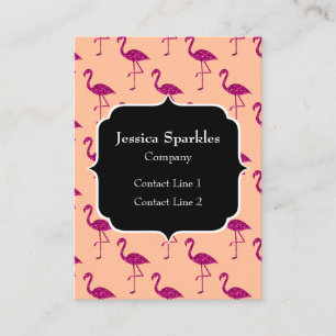 Carte De Visite Flamant rose pailleté motif monogramme