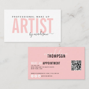 Carte De Visite Flamant rose Pink Professionnel Maquillage Artiste