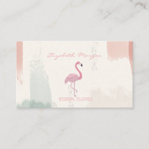Carte De Visite Flamant Rose Professionnel, Coup de Pinceau Aquare