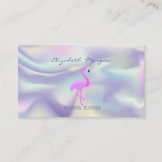 Carte De Visite Flamant Rose Professionnel, Holographique (Devant)