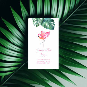 Carte De Visite Flamant rose rose Monstera Palm Feuilles