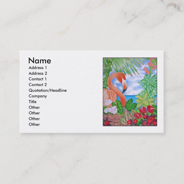 Carte De Visite Flamant rose tropical (Devant)
