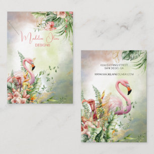 Carte De Visite Flamant rose Tropical Floral Display