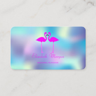 Carte De Visite Flamants Roses Modernes Élégants En Amour Holograp