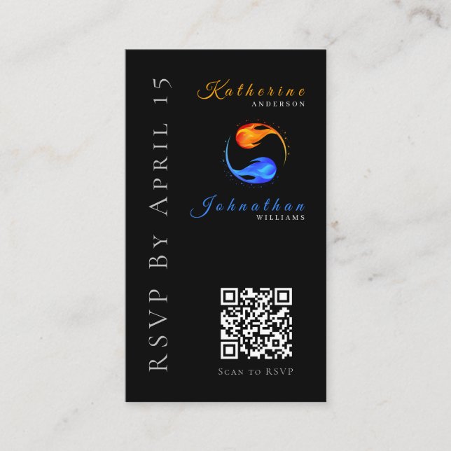 Carte De Visite Flames RSVP-Mariage-QR Code-Twin (Devant)