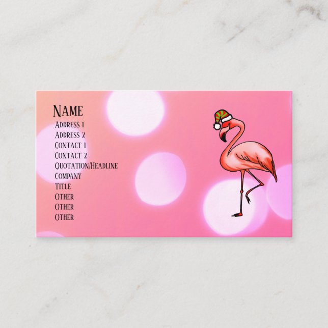 Carte De Visite Flamingo Rose Tropical Noël Fêtes (Devant)