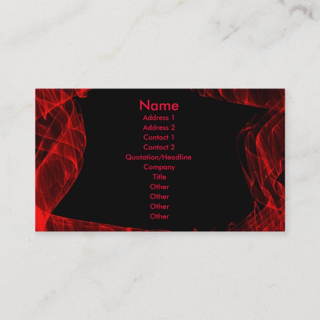 Carte De Visite flamme rouge fractale (Devant)