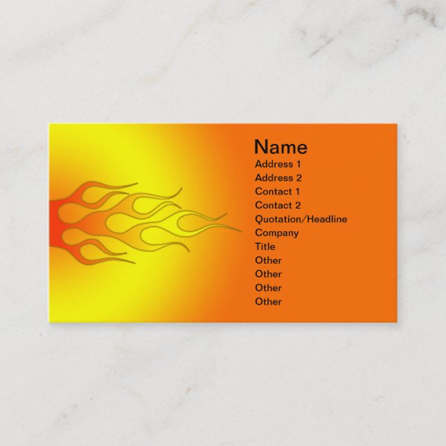 Carte De Visite flammes de course de couleurs vives (Devant)