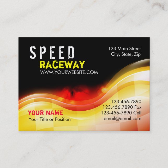 Carte De Visite Flammes de vitesse de voiture de course sur le feu (Devant)