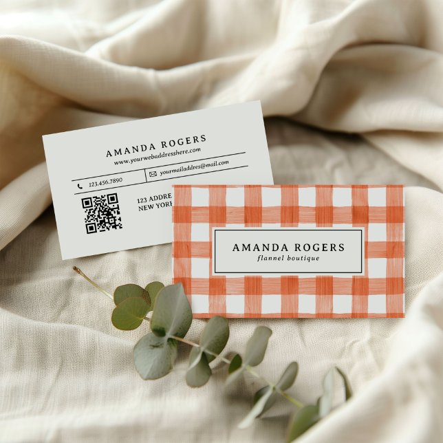 CARTE DE VISITE FLANELLE À CODE QR IMPRIMÉ EN PLAID BUFFLE AUBERGI (Créateur téléchargé)