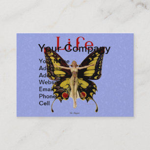 Carte De Visite Flapper Butterfly Flying Woman Illustration
