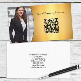 Carte De Visite Flare professionnel Gold personnalisé Photo QR Cod