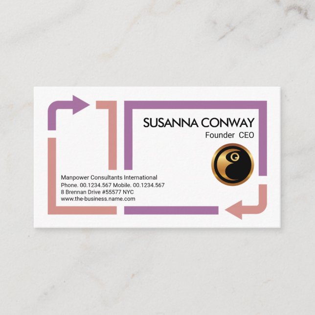 Carte De Visite Flèche Mouvement Bordure Cadre Main-d'oeuvre (Devant)