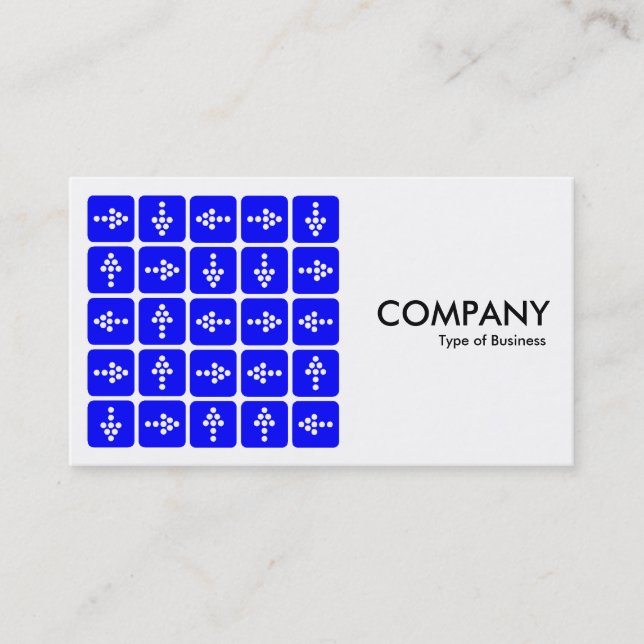 Carte De Visite Flèches LED Carré Bleu - Blanc (Devant)