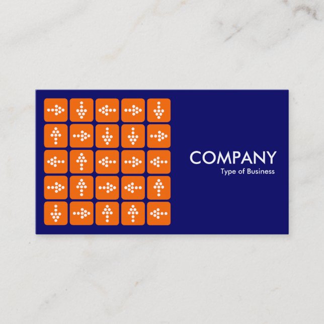 Carte De Visite Flèches LED Carré orange - Bleu foncé (Devant)