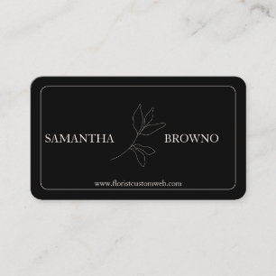 Carte De Visite Fleur à cadre noir