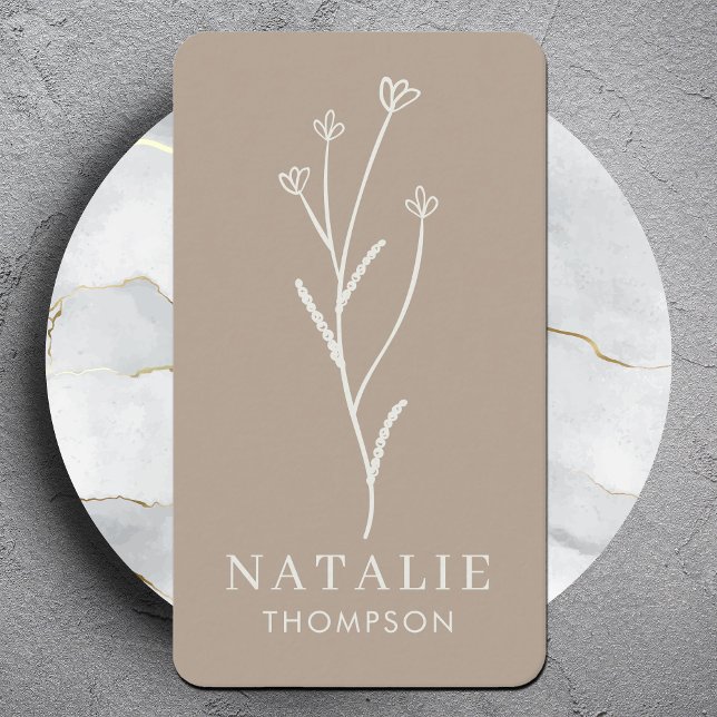 Carte De Visite Fleur à griege rustique chic Boho tendance (Créateur téléchargé)