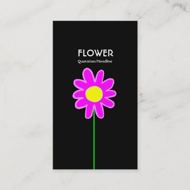 Carte De Visite Fleur à longue tige III - Noir (Devant)
