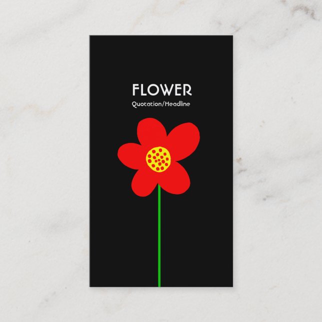 Carte De Visite Fleur à longue tige IV - Noir (Devant)
