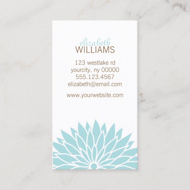 Carte De Visite Fleur Aqua (Devant)