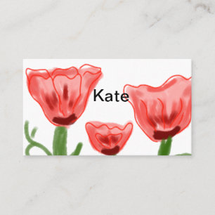 Carte De Visite fleur aquarelle rouge aquarelle ajouter nom texte