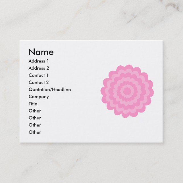 Carte De Visite Fleur assez rose. Fond blanc (Devant)