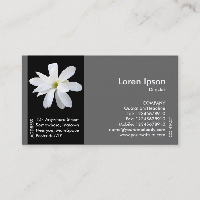 Carte De Visite Fleur Black Side - Magnolia (Devant)