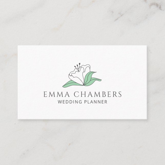 Carte De Visite Fleur blanche wedding planner (Devant)