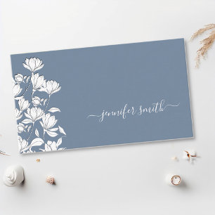 Carte De Visite Fleur bleu clair simple en bouillie Dessin floral