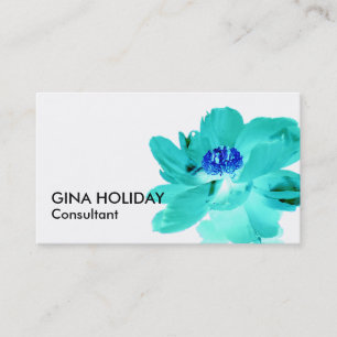 carte de visite fleur bleu turquoise