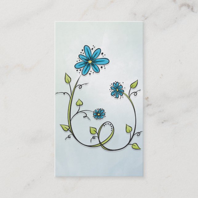 Carte De Visite Fleur bleue de griffonnage (Devant)