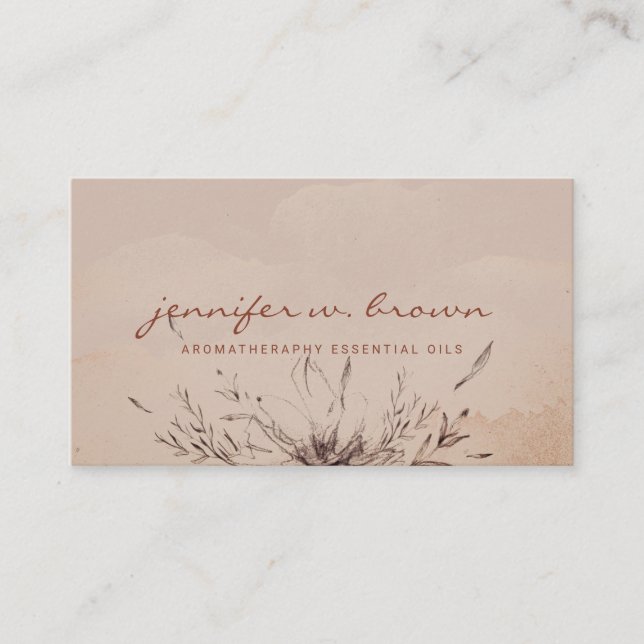 Carte De Visite Fleur Boho Chic à l'huile de terracotta (Devant)