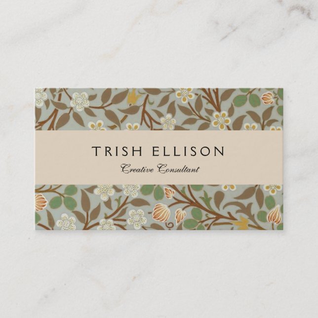 Carte De Visite Fleur botanique de trèfle William Morris (Devant)