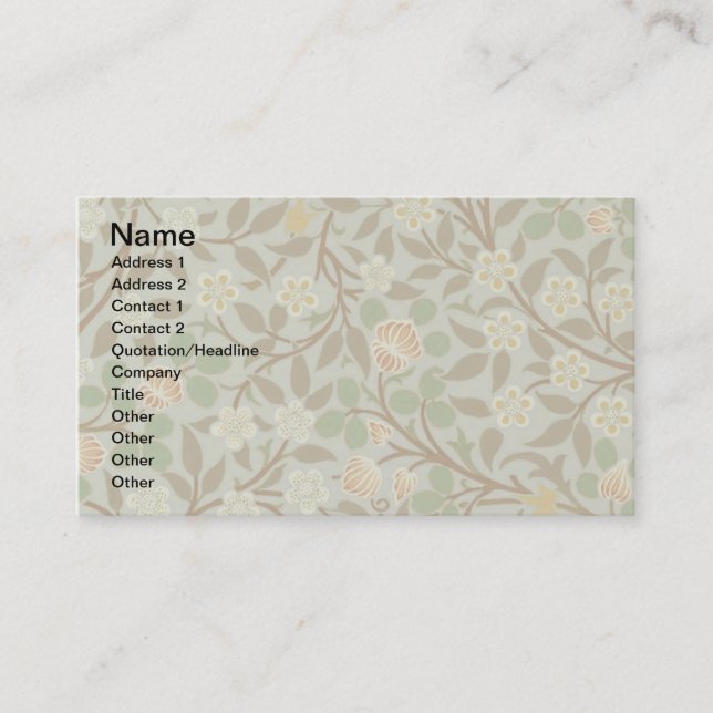 Carte De Visite Fleur botanique de trèfle William Morris (Devant)