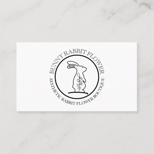 Carte De Visite Fleur d'animal blanc Cercle Cadre Lapin Lapin (Devant)