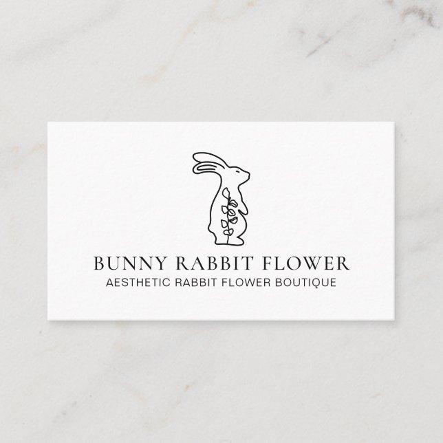 Carte De Visite Fleur d'animal blanc Lapin Lapereau (Devant)