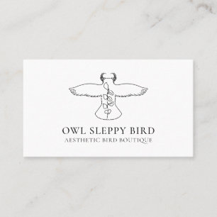 Carte De Visite Fleur d'animal blanc oiseau sauvage hibou