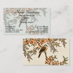 Carte De Visite Fleur d'antiquité chinoise & Oiseau, Jardin Vintag