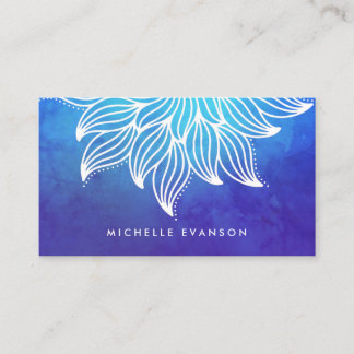 Carte De Visite Fleur d'aquarelle bleue Mandala