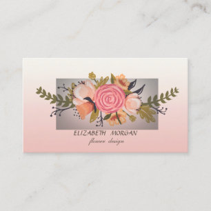Carte De Visite Fleur d'aquarelle moderne élégant