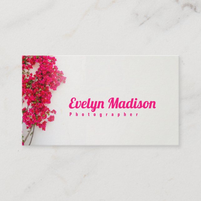 Carte De Visite Fleur de bougainvilliers rouge avec un mur blanc g (Devant)