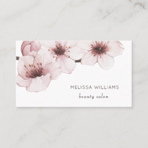 Carte De Visite Fleur de cerisier à l'aquarelle rose    Code Qr