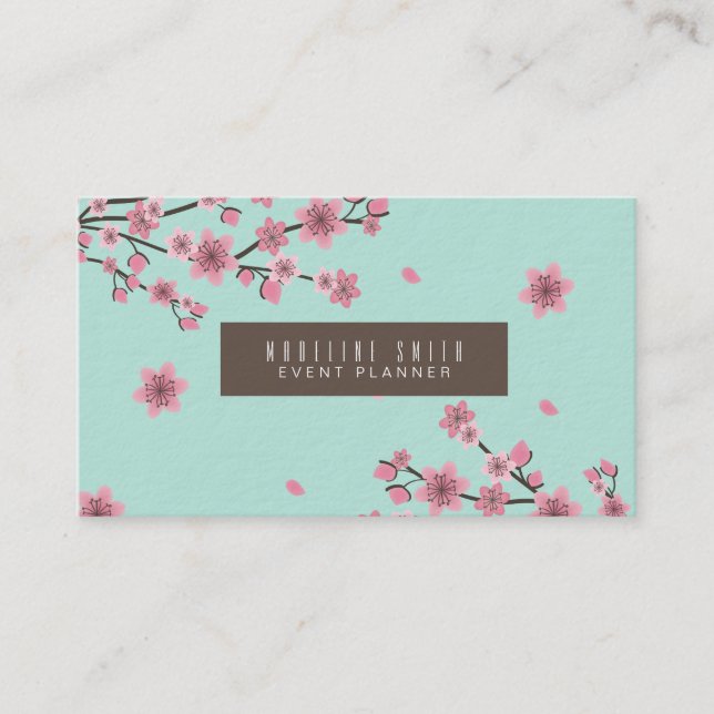 Carte De Visite Fleur de cerisier botanique tombant pétales Art ro (Devant)