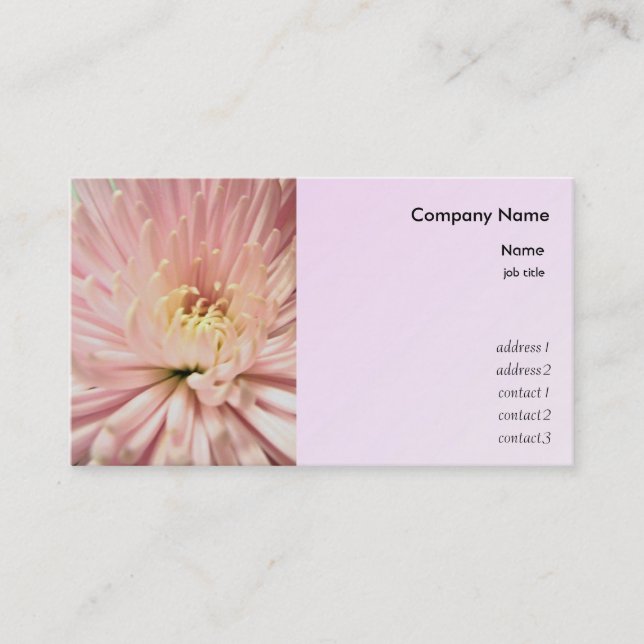 Carte De Visite fleur de chrysanthème rose clair (Devant)