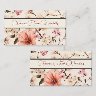 Carte De Visite Fleur de couleur douce neutre féminine