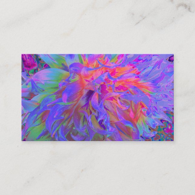 Carte De Visite Fleur de dahlia décorative psychédélique élégante (Devant)