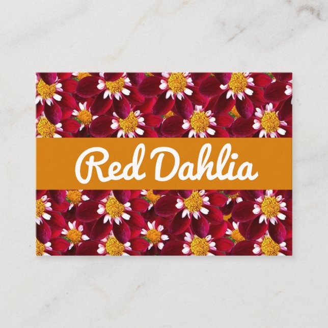 Carte De Visite Fleur de Dahlia Rouge Florale (Devant)